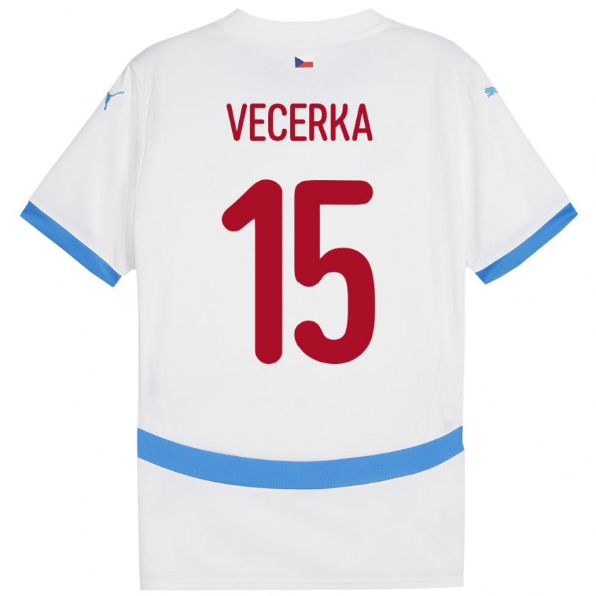 Kandiny Kinder Tschechien Dalibor Vecerka #15 Weiß Auswärtstrikot Trikot 24-26 T-Shirt Österreich