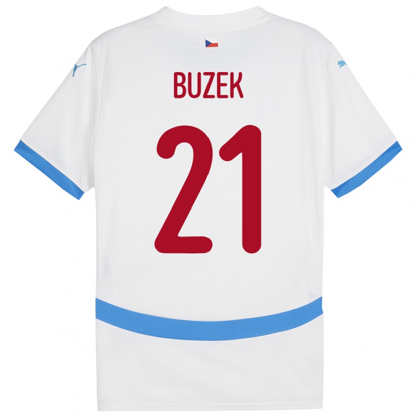 Kandiny Bambino Maglia Cechia Alexandr Buzek #21 Bianco Kit Gara Away 24-26 Maglietta