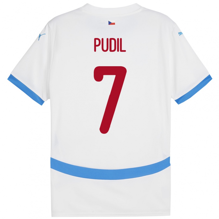 Kandiny Bambino Maglia Cechia Adam Pudil #7 Bianco Kit Gara Away 24-26 Maglietta