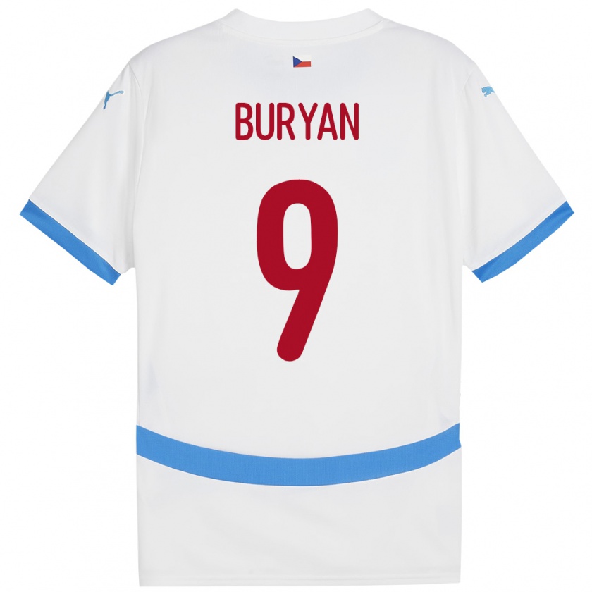 KandinyキッズチェコJan Buryan#9白アウェイシャツ24-26ジャージーユニフォーム