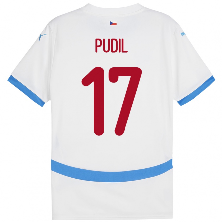 Kandiny Bambino Maglia Cechia Milos Pudil #17 Bianco Kit Gara Away 24-26 Maglietta