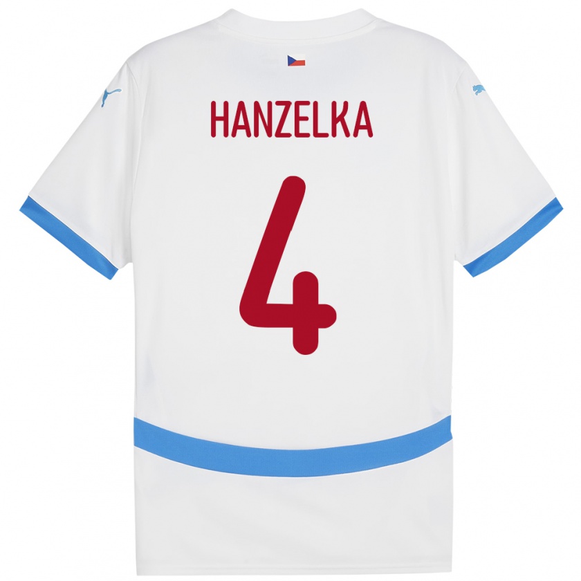 Kandiny Bambino Maglia Cechia Denis Hanzelka #4 Bianco Kit Gara Away 24-26 Maglietta