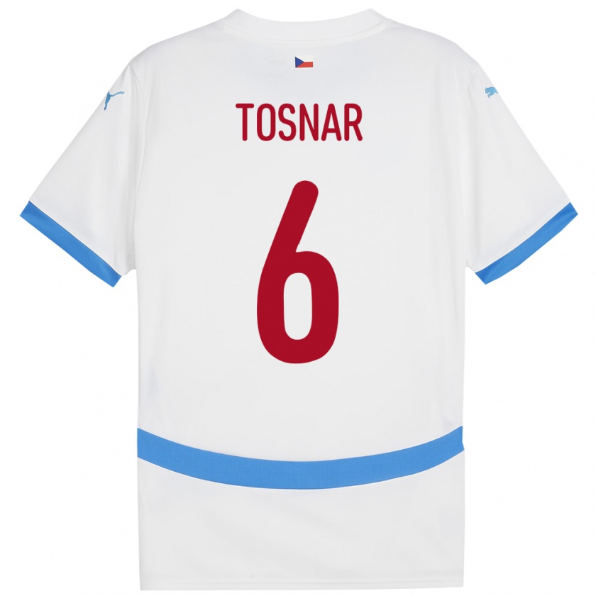 Kandiny Bambino Maglia Cechia Jakub Tosnar #6 Bianco Kit Gara Away 24-26 Maglietta