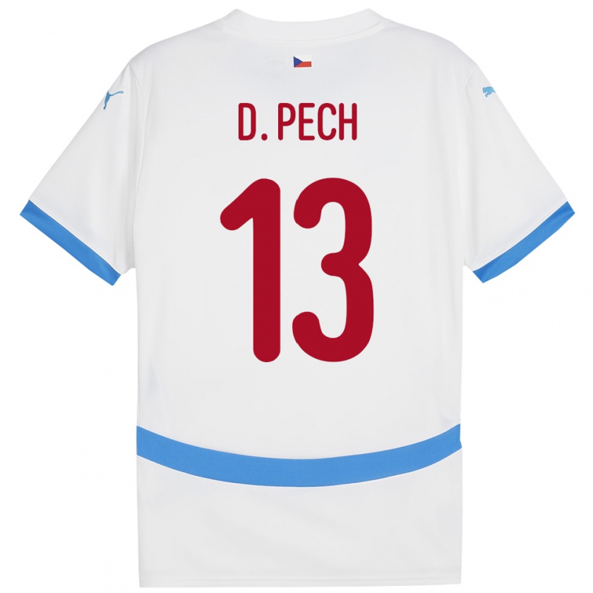 Kandiny Bambino Maglia Cechia Dominik Pech #13 Bianco Kit Gara Away 24-26 Maglietta