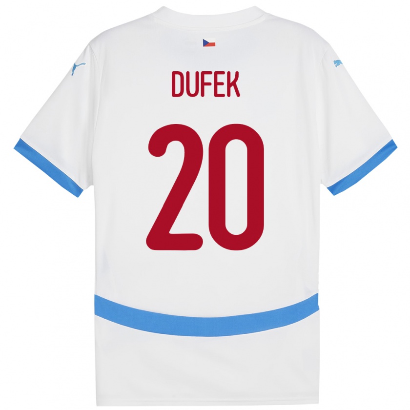 Kandiny Bambino Maglia Cechia Jakub Dufek #20 Bianco Kit Gara Away 24-26 Maglietta