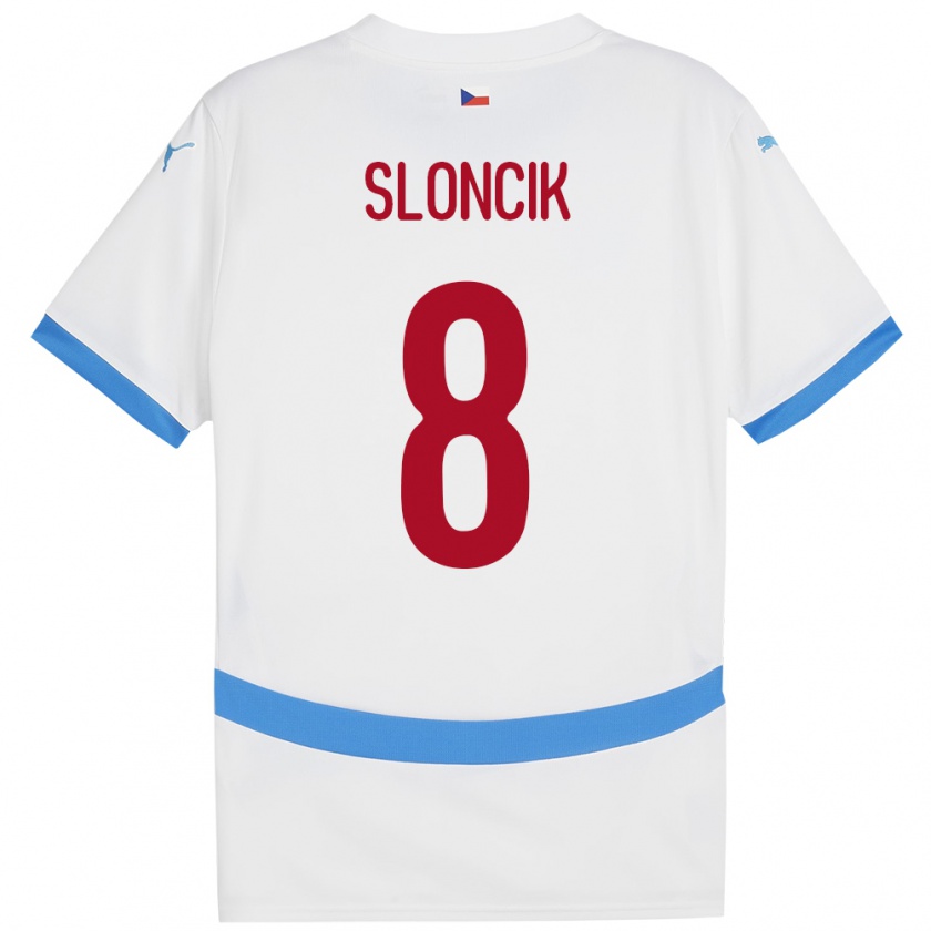 Kandiny Bambino Maglia Cechia Simon Sloncik #8 Bianco Kit Gara Away 24-26 Maglietta