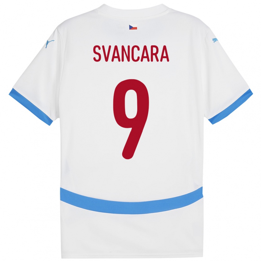 Kandiny Bambino Maglia Cechia Daniel Svancara #9 Bianco Kit Gara Away 24-26 Maglietta