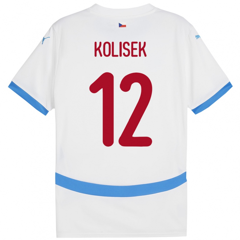 Kandiny Bambino Maglia Cechia Jakub Kolisek #12 Bianco Kit Gara Away 24-26 Maglietta