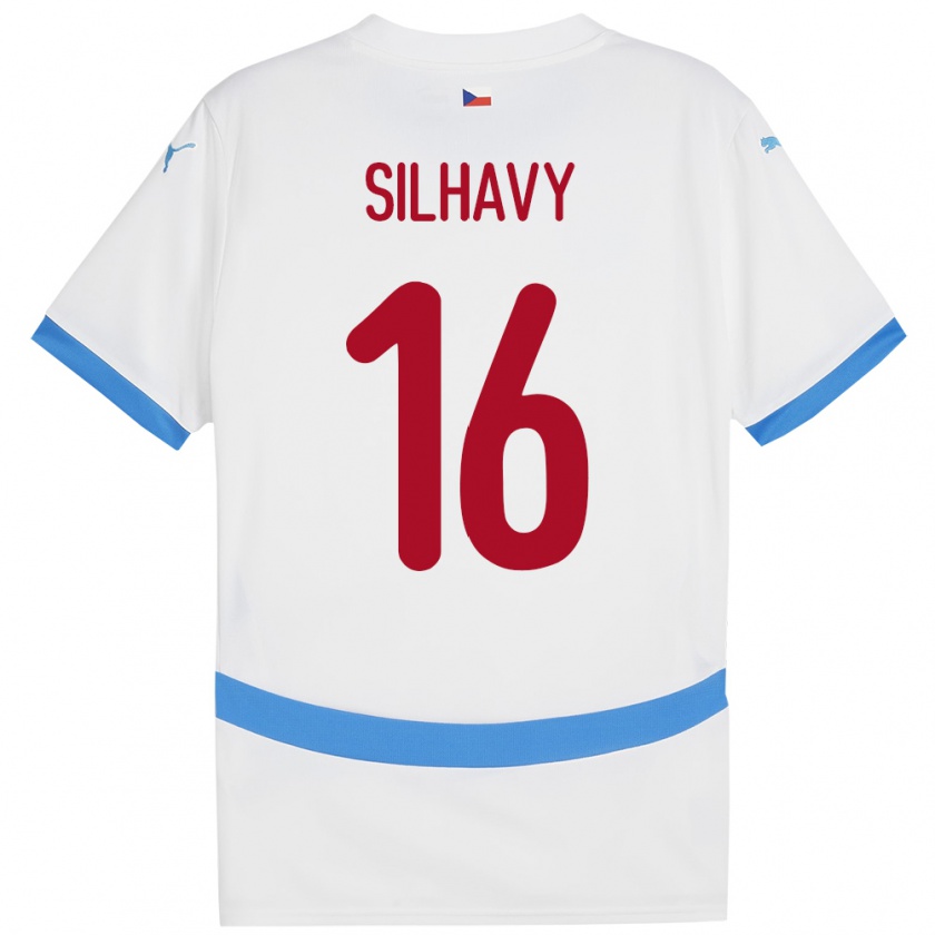 Kandiny Bambino Maglia Cechia Matyas Silhavy #16 Bianco Kit Gara Away 24-26 Maglietta