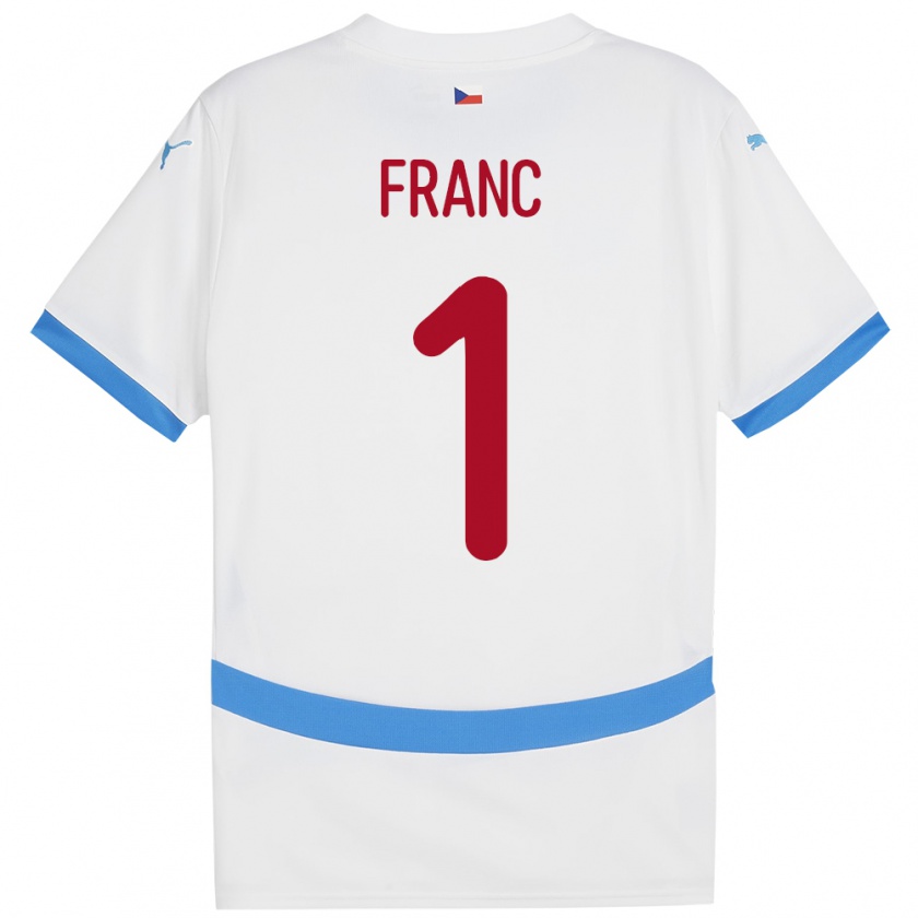 Kandiny Bambino Maglia Cechia Lukas Franc #1 Bianco Kit Gara Away 24-26 Maglietta