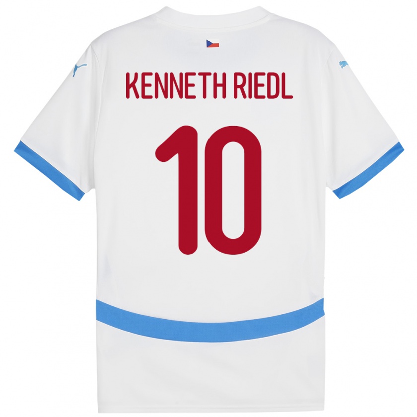 Kandiny Bambino Maglia Cechia Victor Kenneth Riedl #10 Bianco Kit Gara Away 24-26 Maglietta