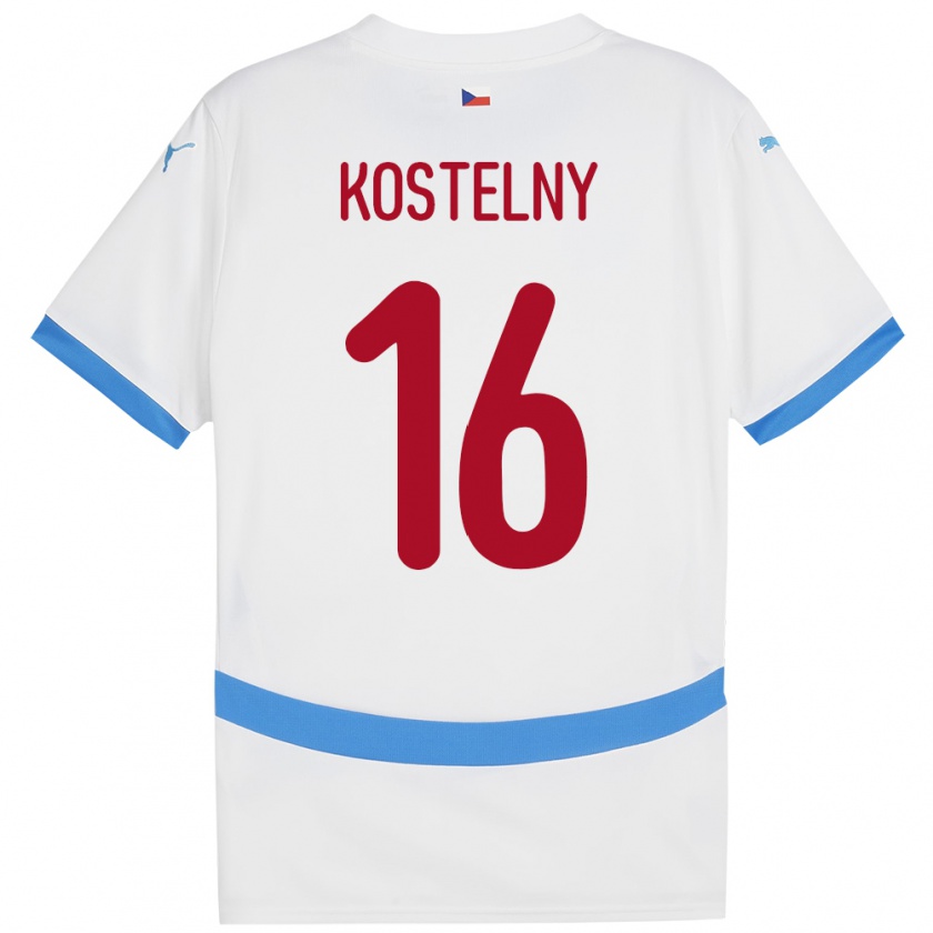 Kandiny Bambino Maglia Cechia Krystof Kostelny #16 Bianco Kit Gara Away 24-26 Maglietta