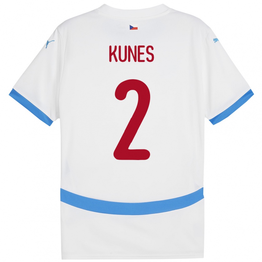 KandinyキッズチェコJan Kunes#2白アウェイシャツ24-26ジャージーユニフォーム