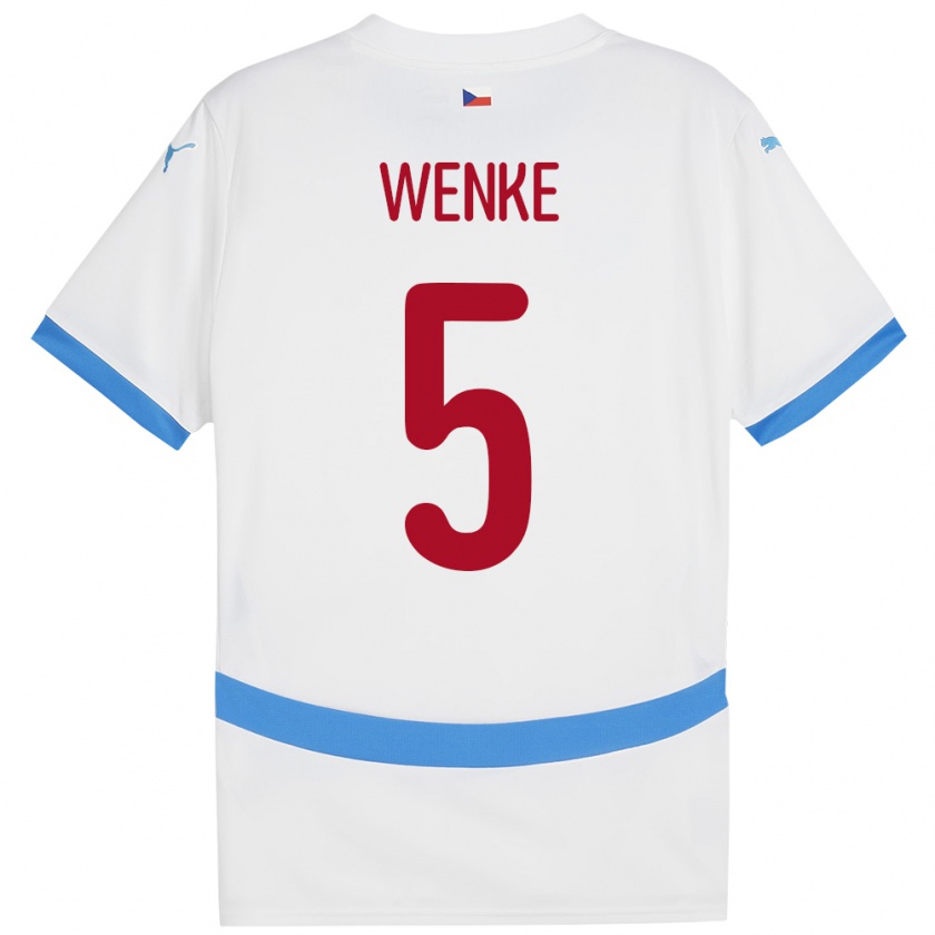 Kandiny Bambino Maglia Cechia Eduard Wenke #5 Bianco Kit Gara Away 24-26 Maglietta