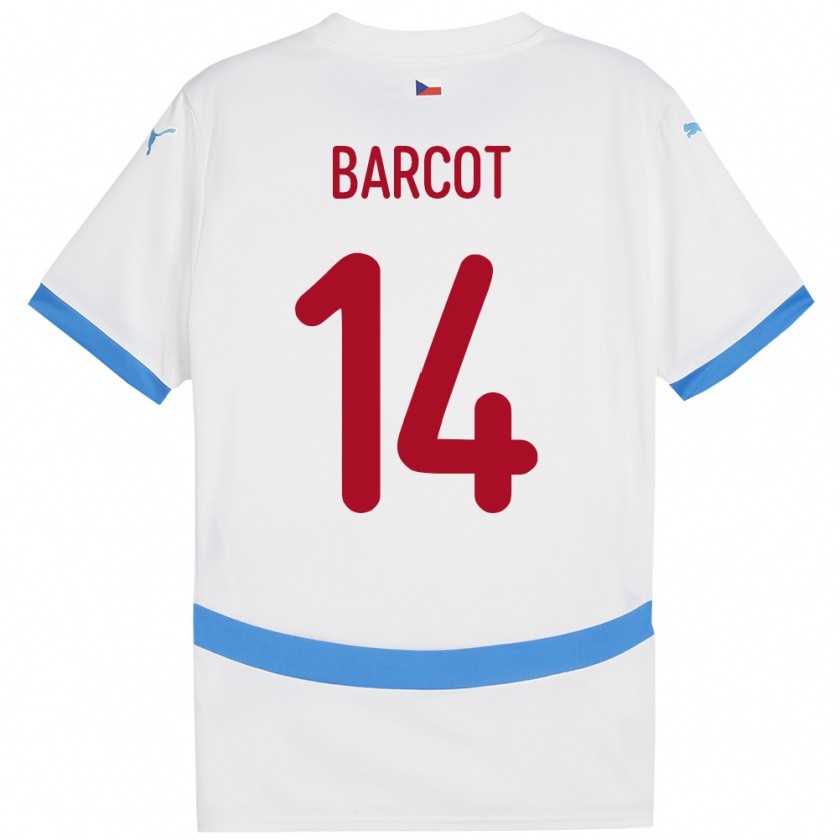 Kandiny Bambino Maglia Cechia David Barcot #14 Bianco Kit Gara Away 24-26 Maglietta