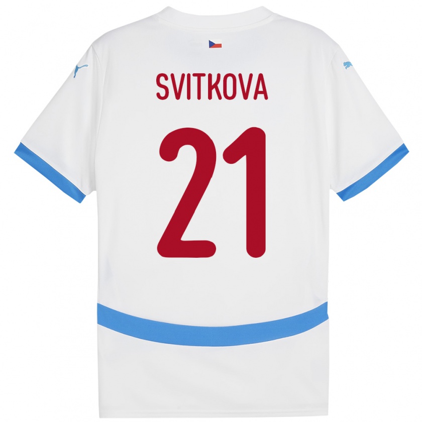 KandinyキッズチェコKateřina Svitková#21白アウェイシャツ24-26ジャージーユニフォーム