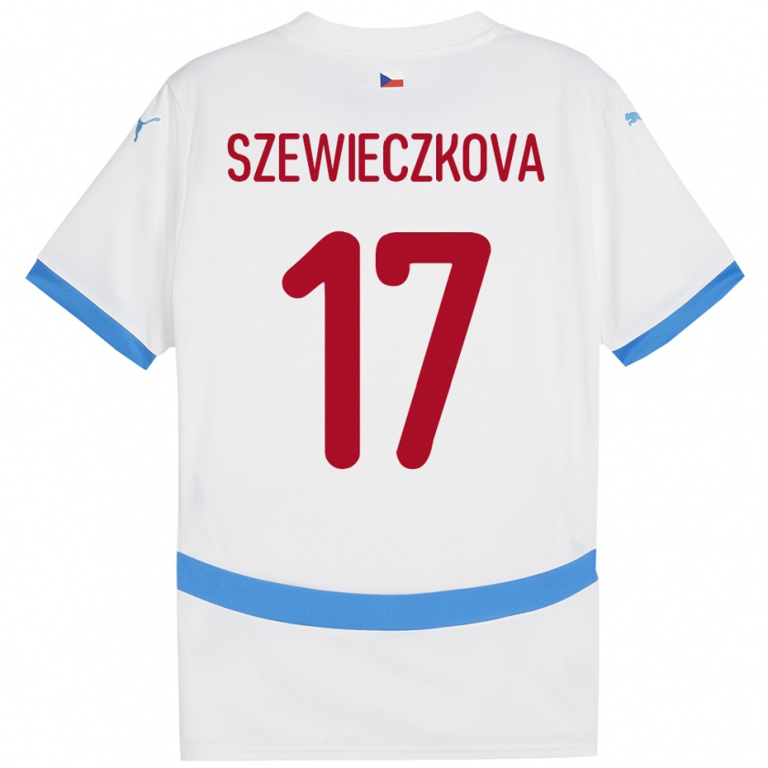 Kandiny Kinderen Tsjechië Tereza Szewieczková #17 Wit Uitshirt Uittenue 24-26 T-Shirt België