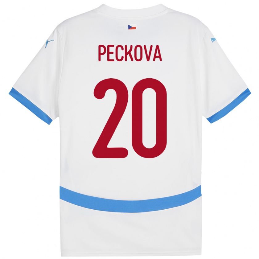 Kandiny Bambino Maglia Cechia Alena Pěčková #20 Bianco Kit Gara Away 24-26 Maglietta