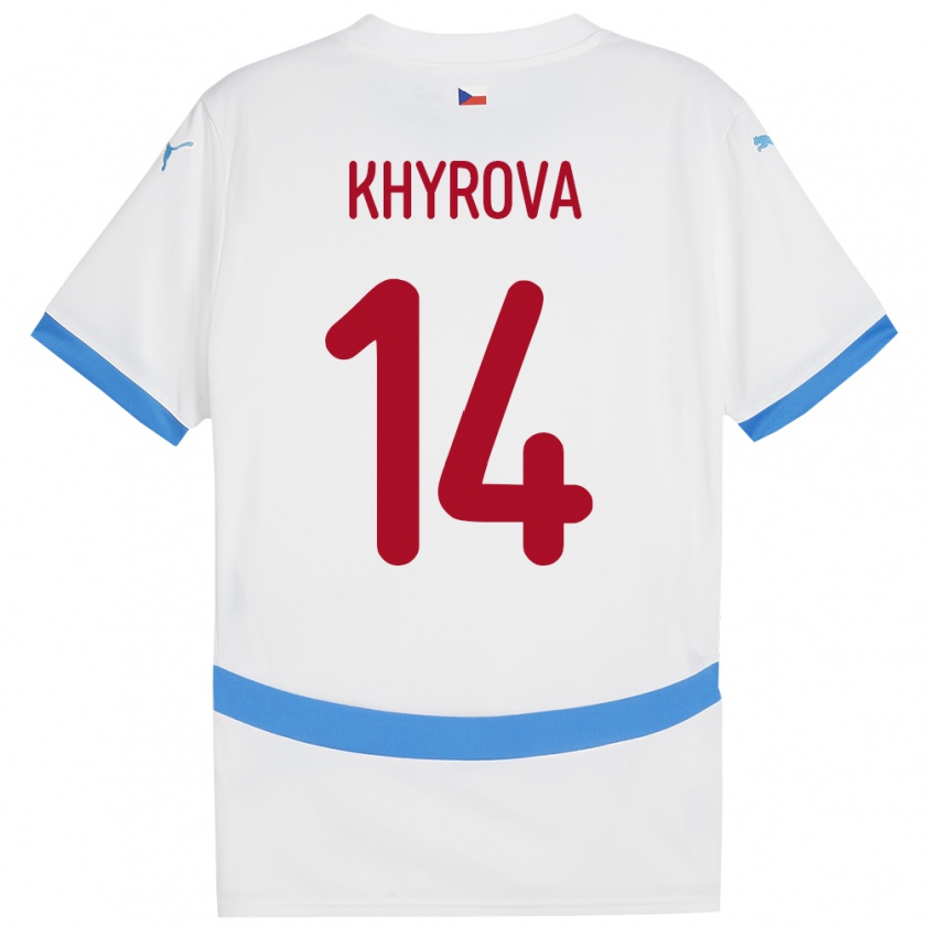 Kandiny Kinder Tschechien Michaela Khýrová #14 Weiß Auswärtstrikot Trikot 24-26 T-Shirt Österreich