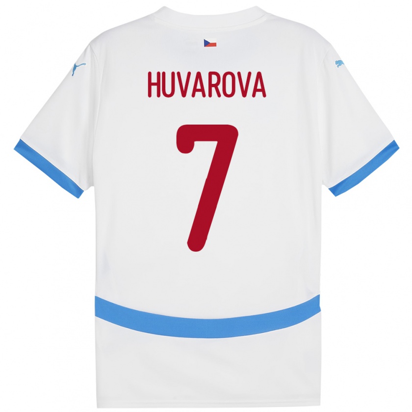 Kandiny Bambino Maglia Cechia Dominika Huvarová #7 Bianco Kit Gara Away 24-26 Maglietta