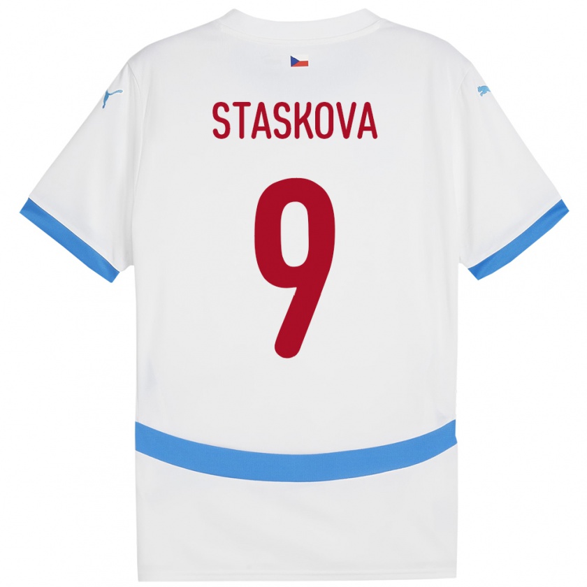 Kandiny Bambino Maglia Cechia Andrea Stašková #9 Bianco Kit Gara Away 24-26 Maglietta