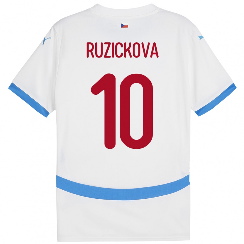 Kandiny Bambino Maglia Cechia Kristýna Růžičková #10 Bianco Kit Gara Away 24-26 Maglietta