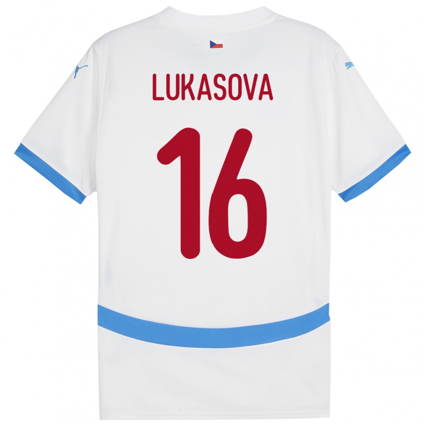 Kandiny Bambino Maglia Cechia Olivie Lukášová #16 Bianco Kit Gara Away 24-26 Maglietta