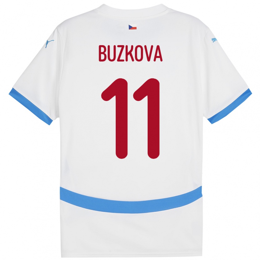 Kandiny Bambino Maglia Cechia Kateřina Bužková #11 Bianco Kit Gara Away 24-26 Maglietta