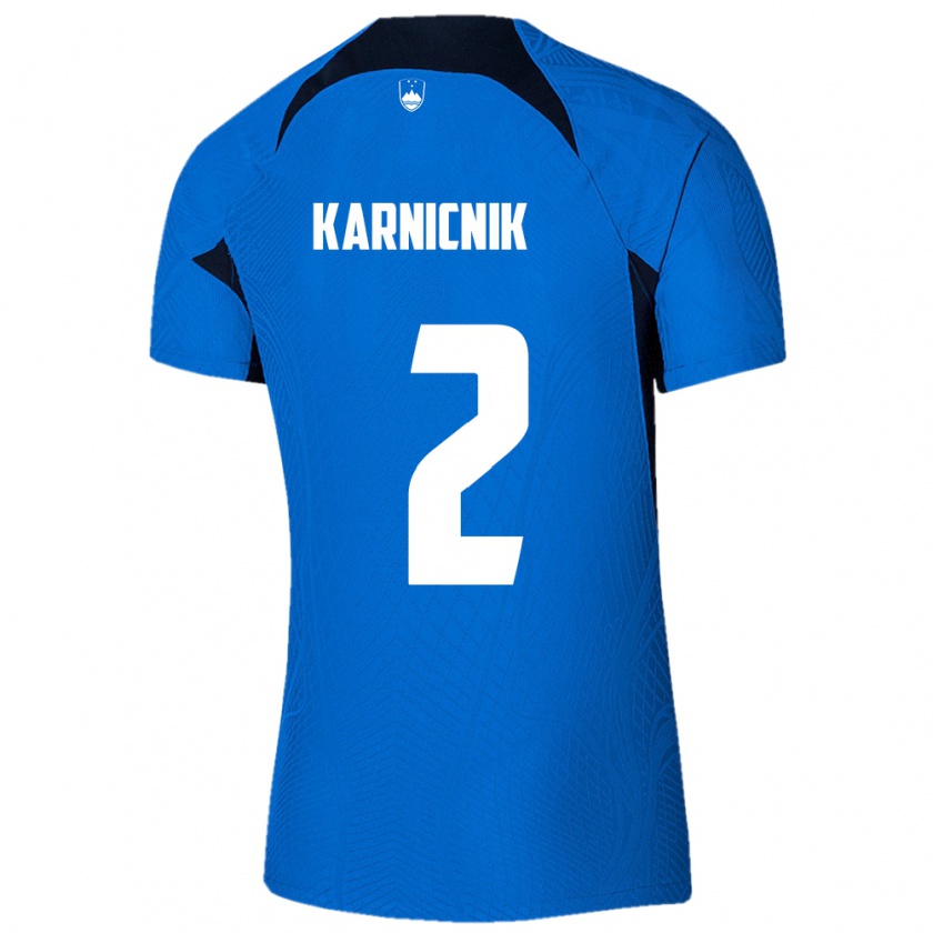 Kandiny Kinderen Slovenië Zan Karnicnik #2 Blauw Uitshirt Uittenue 24-26 T-Shirt België