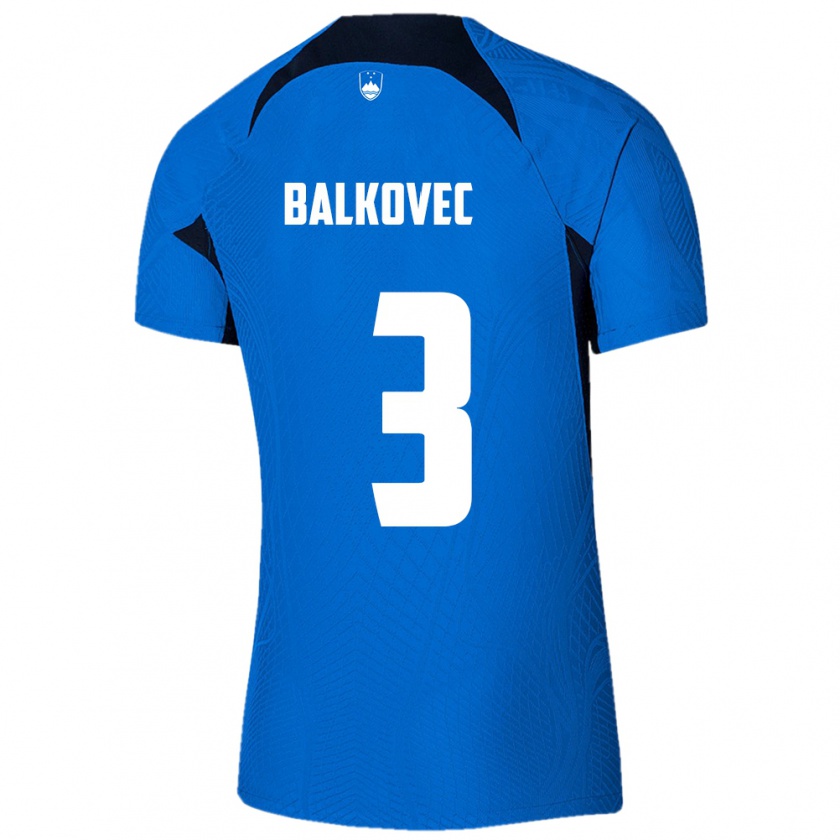 Kandiny Bambino Maglia Slovenia Jure Balkovec #3 Blu Kit Gara Away 24-26 Maglietta