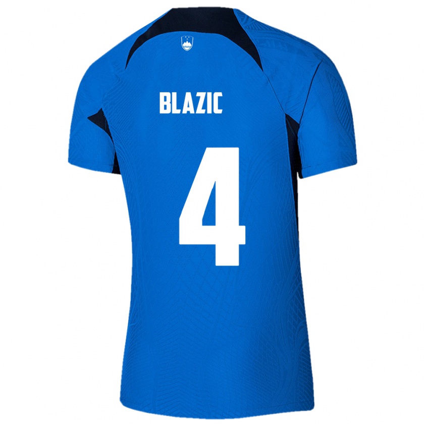 Kandiny Kinder Slowenien Miha Blazic #4 Blau Auswärtstrikot Trikot 24-26 T-Shirt Österreich