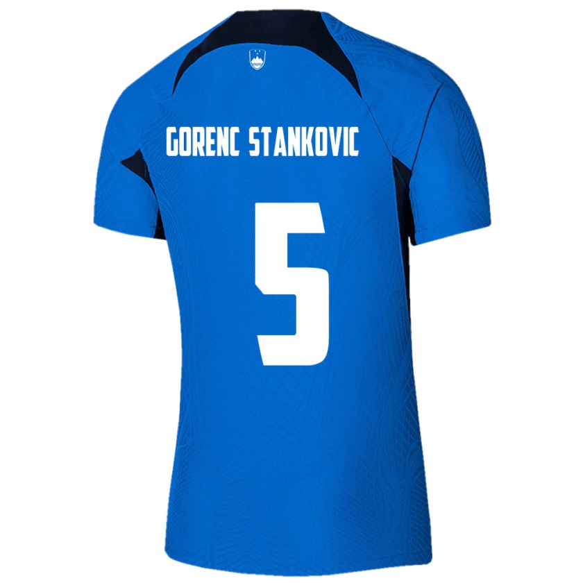 Kandiny Bambino Maglia Slovenia Jon Gorenc Stankovic #5 Blu Kit Gara Away 24-26 Maglietta