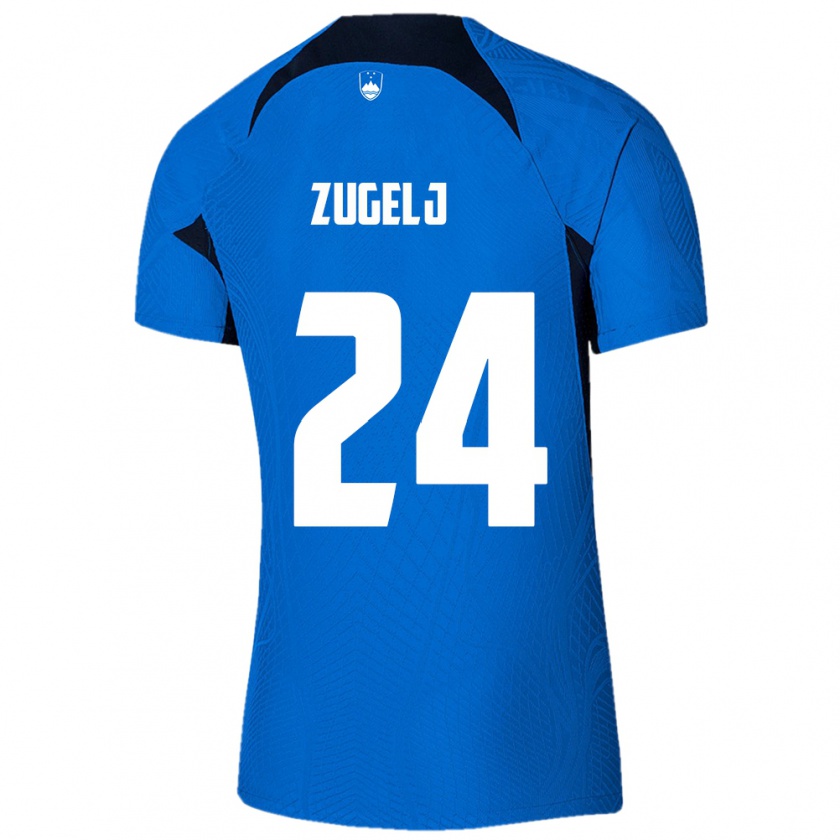 Kandiny Bambino Maglia Slovenia Nino Zugelj #24 Blu Kit Gara Away 24-26 Maglietta