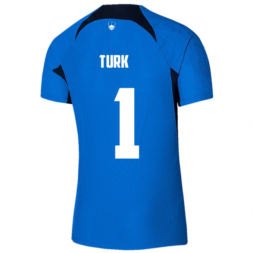 Kandiny Kinder Slowenien Martin Turk #1 Blau Auswärtstrikot Trikot 24-26 T-Shirt Österreich