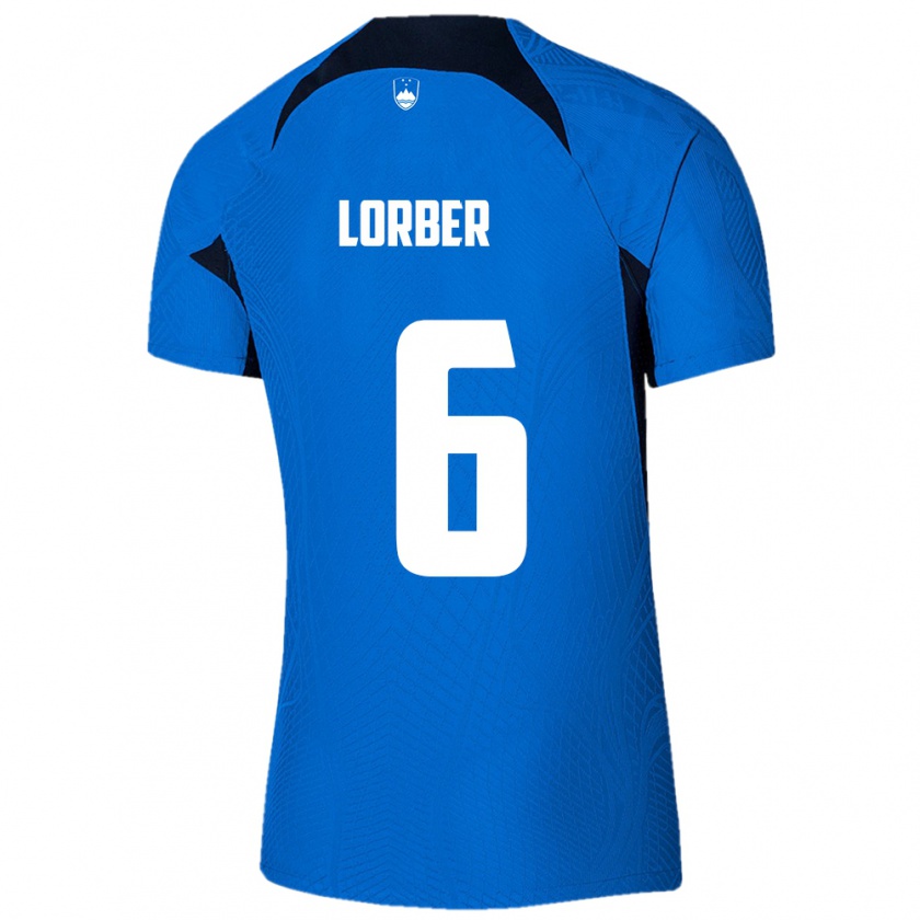 Kandiny Bambino Maglia Slovenia Marcel Lorber #6 Blu Kit Gara Away 24-26 Maglietta