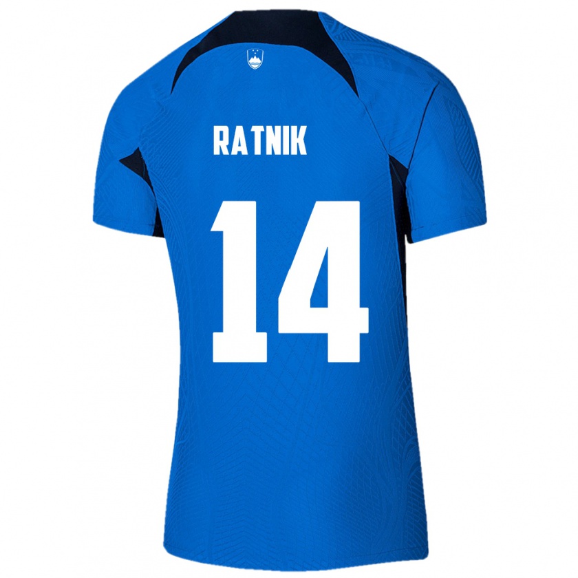 Kandiny Kinder Slowenien Marcel Ratnik #14 Blau Auswärtstrikot Trikot 24-26 T-Shirt Österreich