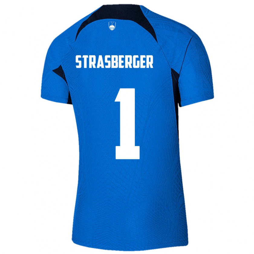 Kandiny Bambino Maglia Slovenia Tim Strasberger #1 Blu Kit Gara Away 24-26 Maglietta