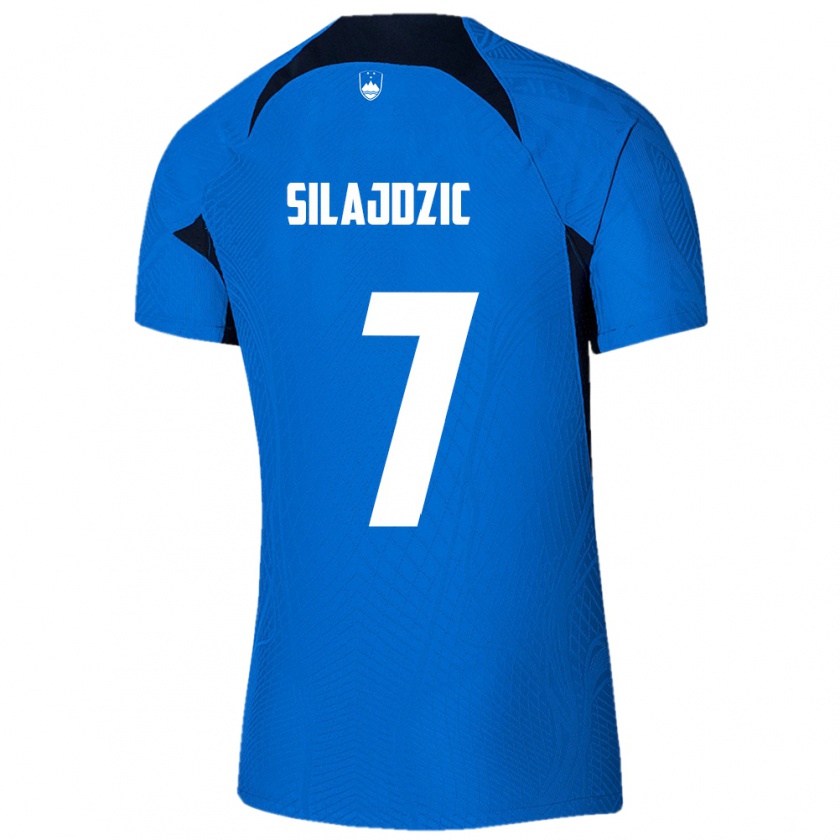 KandinyキッズスロベニアRiad Silajdzic#7青アウェイシャツ24-26ジャージーユニフォーム