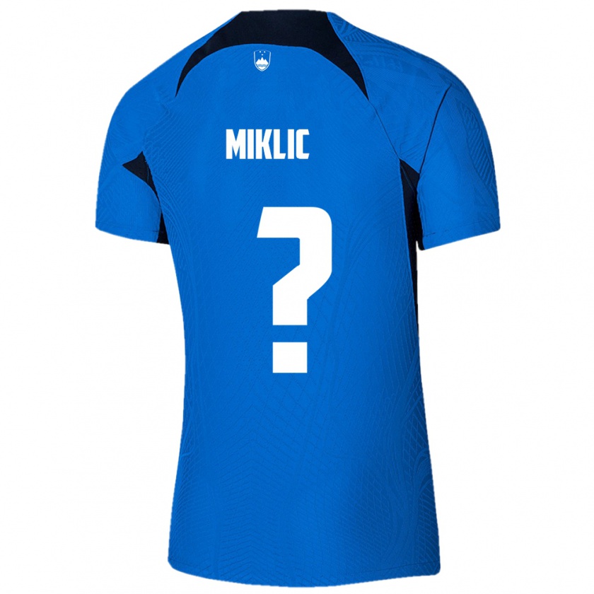 Kandiny Bambino Maglia Slovenia Andraz Miklic #0 Blu Kit Gara Away 24-26 Maglietta