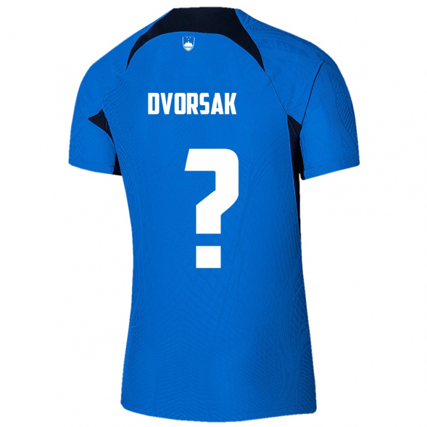 Kandiny Kinder Slowenien Matej Dvorsak #0 Blau Auswärtstrikot Trikot 24-26 T-Shirt Österreich