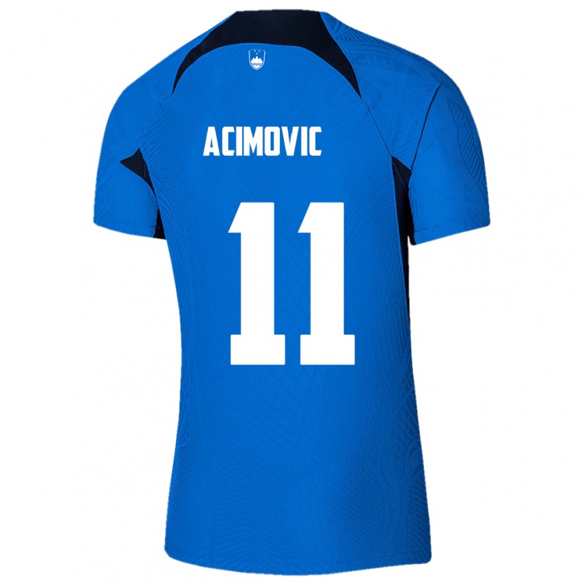 Kandiny Kinderen Slovenië Mateo Acimovic #11 Blauw Uitshirt Uittenue 24-26 T-Shirt