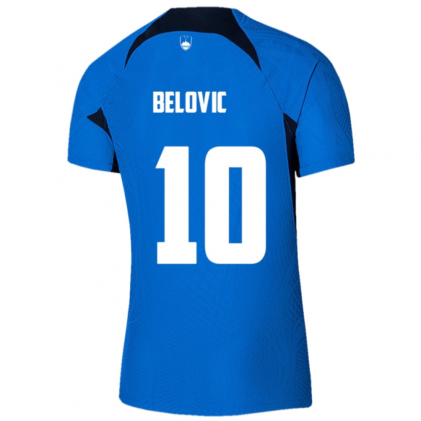 Kandiny Kinderen Slovenië Nik Belovic #10 Blauw Uitshirt Uittenue 24-26 T-Shirt