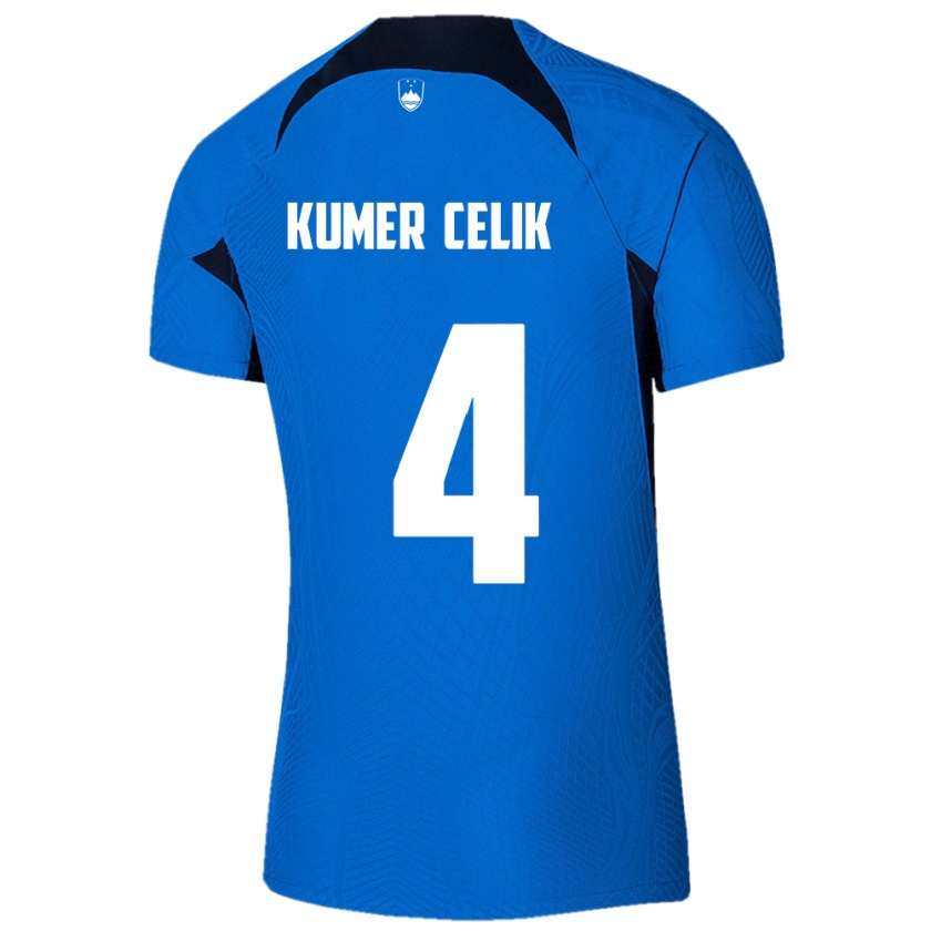 Kandiny Kinder Slowenien An Kumer Celik #4 Blau Auswärtstrikot Trikot 24-26 T-Shirt Österreich