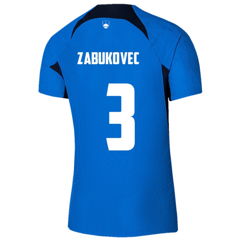 Kandiny Bambino Maglia Slovenia Anze Zabukovec #3 Blu Kit Gara Away 24-26 Maglietta