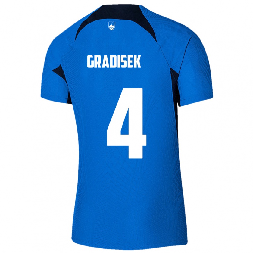 Kandiny Kinder Slowenien Sara Gradišek #4 Blau Auswärtstrikot Trikot 24-26 T-Shirt Österreich