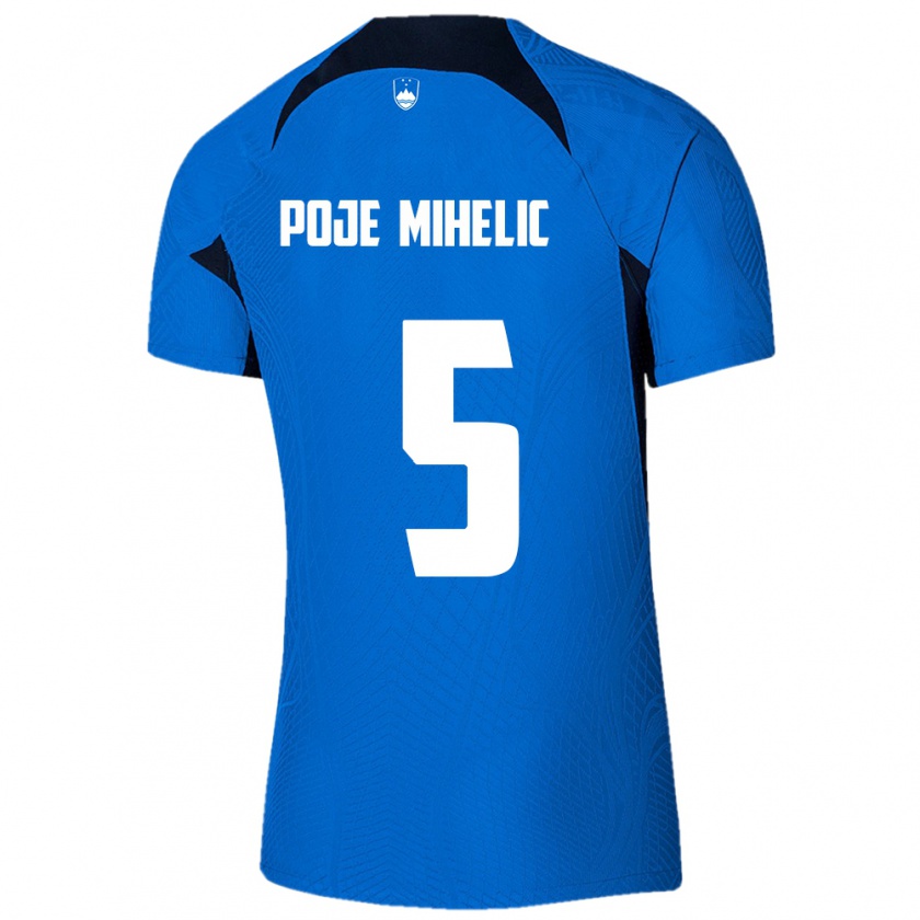 Kandiny Bambino Maglia Slovenia Naja Poje Mihelič #5 Blu Kit Gara Away 24-26 Maglietta