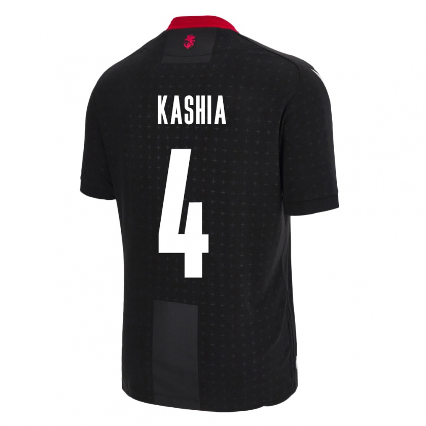 Kandiny Kinder Georgien Guram Kashia #4 Schwarz Auswärtstrikot Trikot 24-26 T-Shirt Österreich