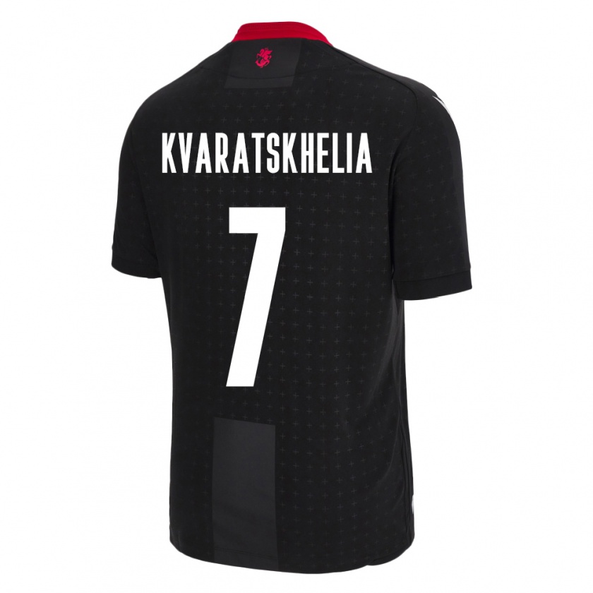 Kandiny Bambino Maglia Georgia Khvicha Kvaratskhelia #7 Nero Kit Gara Away 24-26 Maglietta