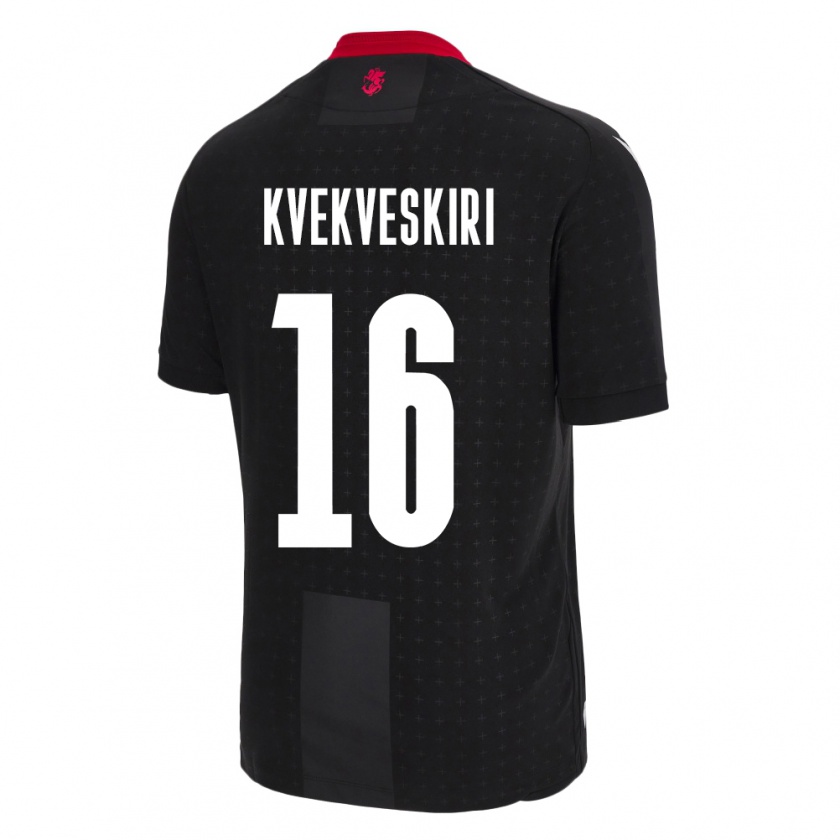 Kandiny Kinder Georgien Nika Kvekveskiri #16 Schwarz Auswärtstrikot Trikot 24-26 T-Shirt Österreich