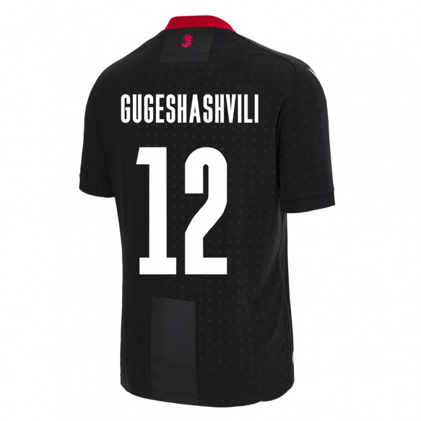 Kandiny Bambino Maglia Georgia Luka Gugeshashvili #12 Nero Kit Gara Away 24-26 Maglietta